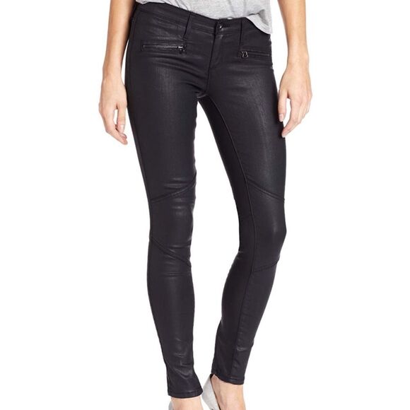 AG faux leather pants 25 Adriano Goldschmied Jeans Moto black 25 - Picture 1 of 8